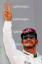 Lewis Hamilton (GBR) Mercedes AMG F1 celebrates his pole position in parc ferme. 14.05.2016. Formula 1 World Championship, Rd 5, Spanish Grand Prix, Barcelona, Spain, Qualifying Day.