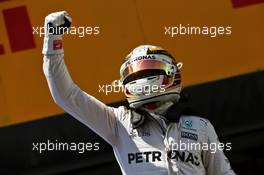 Lewis Hamilton (GBR) Mercedes AMG F1 celebrates his pole position in parc ferme. 14.05.2016. Formula 1 World Championship, Rd 5, Spanish Grand Prix, Barcelona, Spain, Qualifying Day.