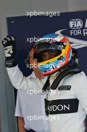 Fernando Alonso (ESP) McLaren in qualifying parc ferme. 14.05.2016. Formula 1 World Championship, Rd 5, Spanish Grand Prix, Barcelona, Spain, Qualifying Day.