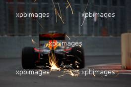 Daniel Ricciardo (AUS) Red Bull Racing RB12 sends sparks flying. 17.06.2016. Formula 1 World Championship, Rd 8, European Grand Prix, Baku Street Circuit, Azerbaijan, Practice Day.