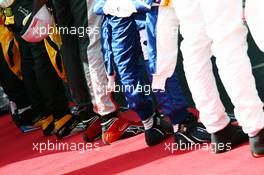 Racing boots as the grid observes the national anthem. 19.06.2016. Formula 1 World Championship, Rd 8, European Grand Prix, Baku Street Circuit, Azerbaijan, Race Day.