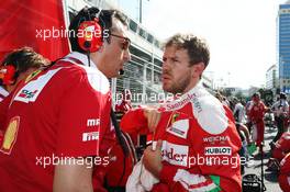 Sebastian Vettel (GER) Ferrari on the grid. 19.06.2016. Formula 1 World Championship, Rd 8, European Grand Prix, Baku Street Circuit, Azerbaijan, Race Day.