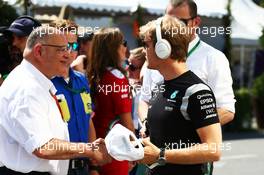 (L to R): Pat Behar (FRA) FIA with Nico Rosberg (GER) Mercedes AMG F1 on the drivers parade. 19.06.2016. Formula 1 World Championship, Rd 8, European Grand Prix, Baku Street Circuit, Azerbaijan, Race Day.