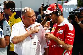 (L to R): Pat Behar (FRA) FIA with Sebastian Vettel (GER) Ferrari on the drivers parade. 19.06.2016. Formula 1 World Championship, Rd 8, European Grand Prix, Baku Street Circuit, Azerbaijan, Race Day.