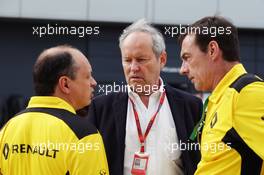 Frederic Vasseur (FRA) Renault Sport F1 Team Racing Director (Left) and Jerome Stoll (FRA) Renault Sport F1 President (Centre). 08.07.2016. Formula 1 World Championship, Rd 10, British Grand Prix, Silverstone, England, Practice Day.