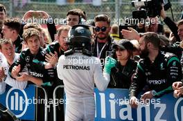 Nico Rosberg (GER) Mercedes AMG F1 celebrates his second position with the team. 10.07.2016. Formula 1 World Championship, Rd 10, British Grand Prix, Silverstone, England, Race Day.