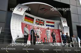 The podium (L to R): Nico Rosberg (GER) Mercedes AMG F1, second; Lewis Hamilton (GBR) Mercedes AMG F1, race winner; Max Verstappen (NLD) Red Bull Racing, third. 10.07.2016. Formula 1 World Championship, Rd 10, British Grand Prix, Silverstone, England, Race Day.