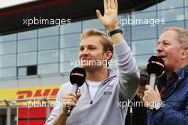 (L to R): Nico Rosberg (GER) Mercedes AMG F1 with Martin Brundle (GBR) Sky Sports Commentator. 07.07.2016. Formula 1 World Championship, Rd 10, British Grand Prix, Silverstone, England, Preparation Day.