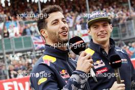 (L to R): Daniel Ricciardo (AUS) Red Bull Racing with team mate Max Verstappen (NLD) Red Bull Racing. 07.07.2016. Formula 1 World Championship, Rd 10, British Grand Prix, Silverstone, England, Preparation Day.