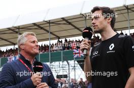 (L to R): Johnny Herbert (GBR) Sky Sports F1 Presenter with Jolyon Palmer (GBR) Renault Sport F1 Team. 07.07.2016. Formula 1 World Championship, Rd 10, British Grand Prix, Silverstone, England, Preparation Day.