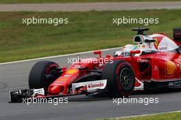 Sebastian Vettel (GER) Ferrari SF16-H with a broken front wing. 30.07.2016. Formula 1 World Championship, Rd 12, German Grand Prix, Hockenheim, Germany, Qualifying Day.