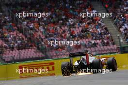 Esteban Gutierrez (MEX) Haas F1 Team VF-16 sends sparks flying. 30.07.2016. Formula 1 World Championship, Rd 12, German Grand Prix, Hockenheim, Germany, Qualifying Day.