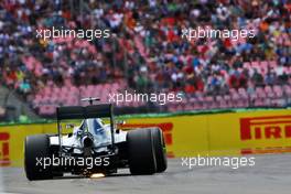 Lewis Hamilton (GBR) Mercedes AMG F1 W07 Hybrid sends sparks flying. 30.07.2016. Formula 1 World Championship, Rd 12, German Grand Prix, Hockenheim, Germany, Qualifying Day.