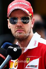 Sebastian Vettel (GER) Ferrari with the media. 28.07.2016. Formula 1 World Championship, Rd 12, German Grand Prix, Hockenheim, Germany, Preparation Day.