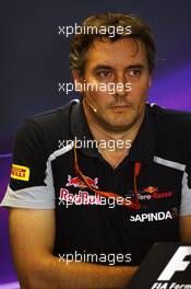 James Key (GBR) Scuderia Toro Rosso Technical Director in the FIA Press Conference. 22.07.2016. Formula 1 World Championship, Rd 11, Hungarian Grand Prix, Budapest, Hungary, Practice Day.