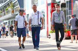 (L to R): Felipe Massa (BRA) Williams with Steve Nielsen (GBR) Williams Sporting Manager and Paul di Resta (GBR) Williams Reserve Driver. 22.07.2016. Formula 1 World Championship, Rd 11, Hungarian Grand Prix, Budapest, Hungary, Practice Day.