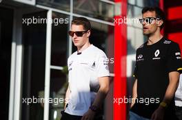 (L to R): Stoffel Vandoorne (BEL) McLaren Test and Reserve Driver with Jolyon Palmer (GBR) Renault Sport F1 Team. 22.07.2016. Formula 1 World Championship, Rd 11, Hungarian Grand Prix, Budapest, Hungary, Practice Day.