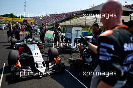 Sergio Perez (MEX) Sahara Force India F1 VJM09 on the grid. 24.07.2016. Formula 1 World Championship, Rd 11, Hungarian Grand Prix, Budapest, Hungary, Race Day.
