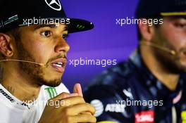 Lewis Hamilton (GBR) Mercedes AMG F1 in the FIA Press Conference. 24.07.2016. Formula 1 World Championship, Rd 11, Hungarian Grand Prix, Budapest, Hungary, Race Day.