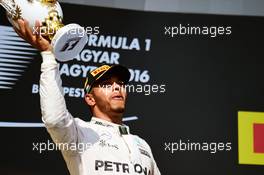 Race winner Lewis Hamilton (GBR) Mercedes AMG F1 celebrates on the podium. 24.07.2016. Formula 1 World Championship, Rd 11, Hungarian Grand Prix, Budapest, Hungary, Race Day.