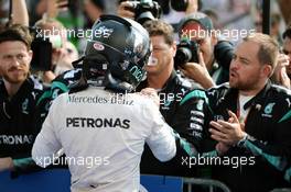 Nico Rosberg (GER) Mercedes AMG F1 celebrates his second position with the team in parc ferme. 24.07.2016. Formula 1 World Championship, Rd 11, Hungarian Grand Prix, Budapest, Hungary, Race Day.