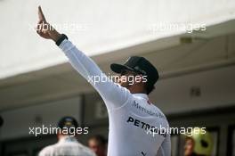 Lewis Hamilton (GBR) Mercedes AMG F1 celebrates in parc ferme. 23.07.2016. Formula 1 World Championship, Rd 11, Hungarian Grand Prix, Budapest, Hungary, Qualifying Day.