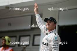 Nico Rosberg (GER) Mercedes AMG F1  celebrates his pole position in parc ferme. 23.07.2016. Formula 1 World Championship, Rd 11, Hungarian Grand Prix, Budapest, Hungary, Qualifying Day.