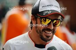 Fernando Alonso (ESP) McLaren on the drivers parade. 24.07.2016. Formula 1 World Championship, Rd 11, Hungarian Grand Prix, Budapest, Hungary, Race Day.