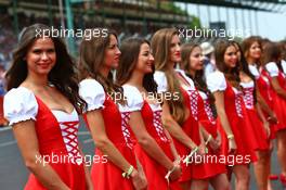 Grid girls. 24.07.2016. Formula 1 World Championship, Rd 11, Hungarian Grand Prix, Budapest, Hungary, Race Day.