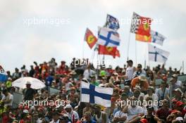 Finnish fans and flags. 24.07.2016. Formula 1 World Championship, Rd 11, Hungarian Grand Prix, Budapest, Hungary, Race Day.