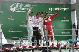 Lewis Hamilton (GBR), Mercedes AMG F1 Team, Nico Rosberg (GER), Mercedes AMG F1 Team and Sebastian Vettel (GER), Scuderia Ferrari  04.09.2016. Formula 1 World Championship, Rd 14, Italian Grand Prix, Monza, Italy, Race Day.