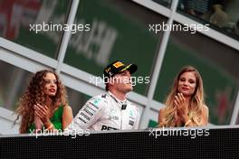 Race winner Nico Rosberg (GER) Mercedes AMG F1 on the podium. 04.09.2016. Formula 1 World Championship, Rd 14, Italian Grand Prix, Monza, Italy, Race Day.