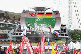 The podium (L to R): Lewis Hamilton (GBR) Mercedes AMG F1, second; Nico Rosberg (GER) Mercedes AMG F1, race winner; Sebastian Vettel (GER) Ferrari, third. 04.09.2016. Formula 1 World Championship, Rd 14, Italian Grand Prix, Monza, Italy, Race Day.