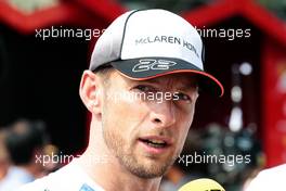 Jenson Button (GBR) McLaren with the media. 03.09.2016. Formula 1 World Championship, Rd 14, Italian Grand Prix, Monza, Italy, Qualifying Day.