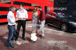 Toto Wolff (GER) Mercedes AMG F1 Shareholder and Executive Director with Gerhard Berger (AUT) and his family. 28.05.2016. Formula 1 World Championship, Rd 6, Monaco Grand Prix, Monte Carlo, Monaco, Qualifying Day.