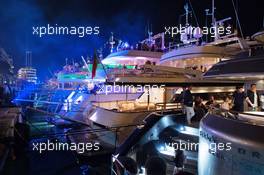 Boats at night in the scenic Monaco Harbour.  28.05.2016. Formula 1 World Championship, Rd 6, Monaco Grand Prix, Monte Carlo, Monaco, Qualifying Day.