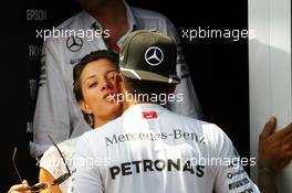Lewis Hamilton (GBR) Mercedes AMG F1 with Nora Zetsche (GER). 28.05.2016. Formula 1 World Championship, Rd 6, Monaco Grand Prix, Monte Carlo, Monaco, Qualifying Day.
