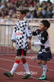Felipinho Massa (BRA), son of Felipe Massa (BRA) Williams (Right), at a charity football match. 24.05.2016. Formula 1 World Championship, Rd 6, Monaco Grand Prix, Monte Carlo, Monaco, Tuesday Soccer.