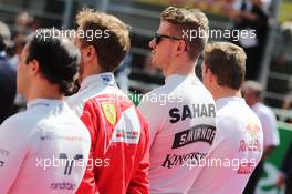 Nico Hulkenberg (GER) Sahara Force India F1 as the grid observes the national anthem. 30.10.2016. Formula 1 World Championship, Rd 19, Mexican Grand Prix, Mexico City, Mexico, Race Day.