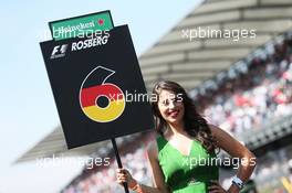 Grid girl for Nico Rosberg (GER) Mercedes AMG F1. 30.10.2016. Formula 1 World Championship, Rd 19, Mexican Grand Prix, Mexico City, Mexico, Race Day.