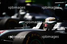 Lewis Hamilton (GBR) Mercedes AMG F1 W07 Hybrid and Nico Rosberg (GER) Mercedes AMG F1 W07 Hybrid on the grid. 30.10.2016. Formula 1 World Championship, Rd 19, Mexican Grand Prix, Mexico City, Mexico, Race Day.