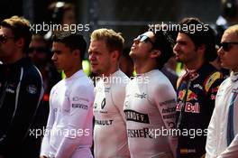 Sergio Perez (MEX) Sahara Force India F1 as the grid observes the national anthem. 30.10.2016. Formula 1 World Championship, Rd 19, Mexican Grand Prix, Mexico City, Mexico, Race Day.