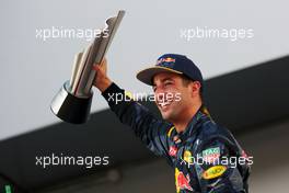 Race winner Daniel Ricciardo (AUS) Red Bull Racing celebrates on the podium. 02.10.2016. Formula 1 World Championship, Rd 16, Malaysian Grand Prix, Sepang, Malaysia, Sunday.
