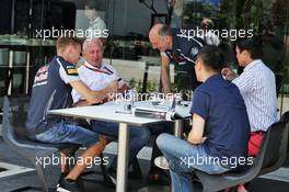 (L to R): Daniil Kvyat (RUS) Scuderia Toro Rosso with Dr Helmut Marko (AUT) Red Bull Motorsport Consultant and Franz Tost (AUT) Scuderia Toro Rosso Team Principal. 02.10.2016. Formula 1 World Championship, Rd 16, Malaysian Grand Prix, Sepang, Malaysia, Sunday.