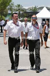 (L to R): Eric Boullier (FRA) McLaren Racing Director with Bruno Michel (FRA) GP2 CEO. 02.10.2016. Formula 1 World Championship, Rd 16, Malaysian Grand Prix, Sepang, Malaysia, Sunday.