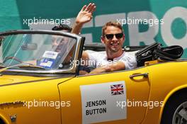Jenson Button (GBR) McLaren on the drivers parade. 02.10.2016. Formula 1 World Championship, Rd 16, Malaysian Grand Prix, Sepang, Malaysia, Sunday.