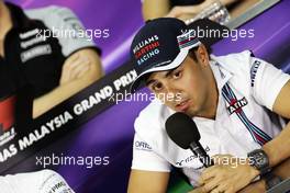Felipe Massa (BRA) Williams in the FIA Press Conference. 29.09.2016. Formula 1 World Championship, Rd 16, Malaysian Grand Prix, Sepang, Malaysia, Thursday.