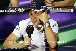 Felipe Massa (BRA) Williams in the FIA Press Conference. 29.09.2016. Formula 1 World Championship, Rd 16, Malaysian Grand Prix, Sepang, Malaysia, Thursday.