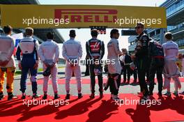 The drivers on the grid observe the national anthem. 01.05.2016. Formula 1 World Championship, Rd 4, Russian Grand Prix, Sochi Autodrom, Sochi, Russia, Race Day.