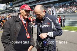 (L to R): Niki Lauda (AUT) Mercedes Non-Executive Chairman with Franz Tost (AUT) Scuderia Toro Rosso Team Principal on the grid. 01.05.2016. Formula 1 World Championship, Rd 4, Russian Grand Prix, Sochi Autodrom, Sochi, Russia, Race Day.